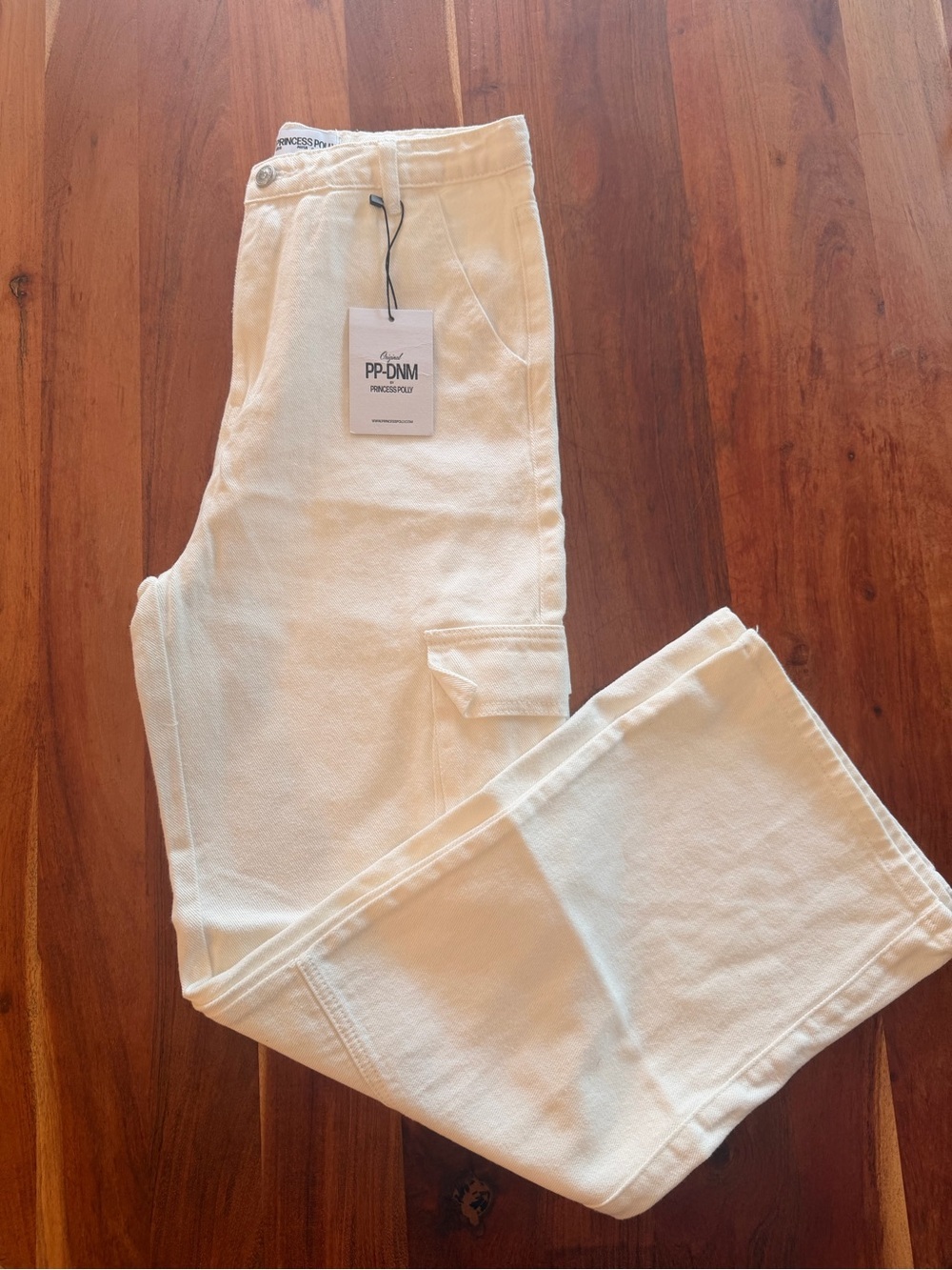Princess Polly White Wide Leg Cargo Pants
